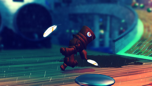Hat Kid getting muddy in a rainy Mafia Town at night